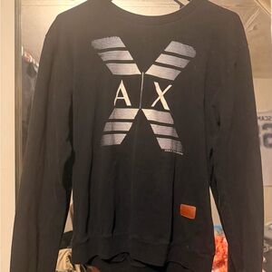Armani Exchange Black Sweatshirt with White Striped A|X Logo